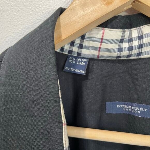 Burberry London Linen Cotton Black Short Sleeve Button Up Quiet Luxury 2XL - Picture 6 of 6